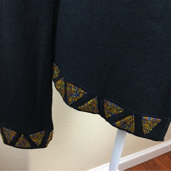 BCBGMAXAZRIA Black Cardigan & Shell Sweater Beaded Diamond Design Size M - Picture 8 of 16